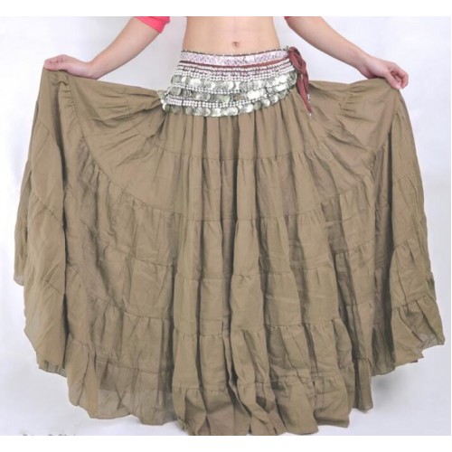 Women Tribal Belly Dance Skirt 12 Colors Lady Long Gypsy Skirts Linen Belly Dancing Practice/Performance Dress 